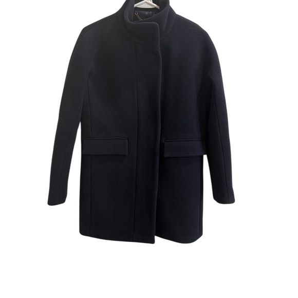 J. Crew Navy Stadium Cloth Cocoon Coat Italian Wool Nello Gori. Size 00 - Picture 6 of 10